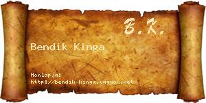 Bendik Kinga névjegykártya